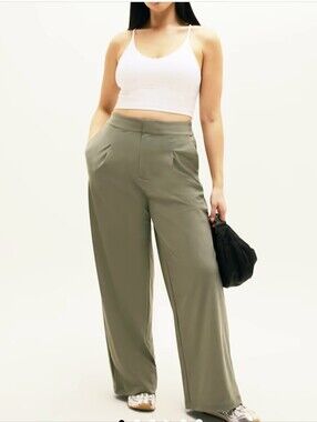 Athleta Pinnacle Wide Leg Pants Olive Size 6